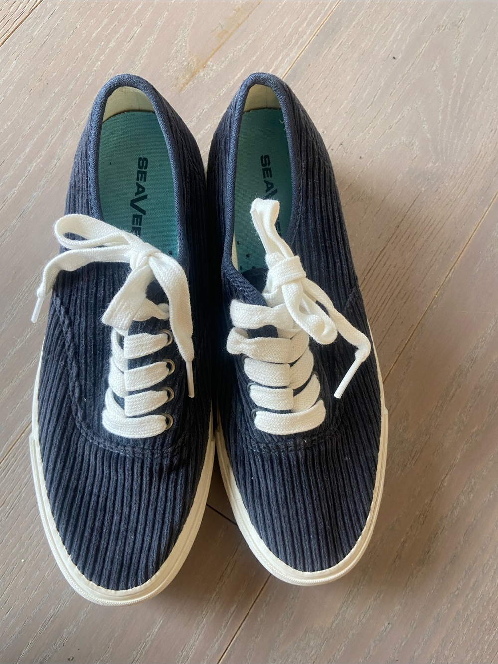 SeaVees Women’s Navy Corduroy Sneakers with White Laces